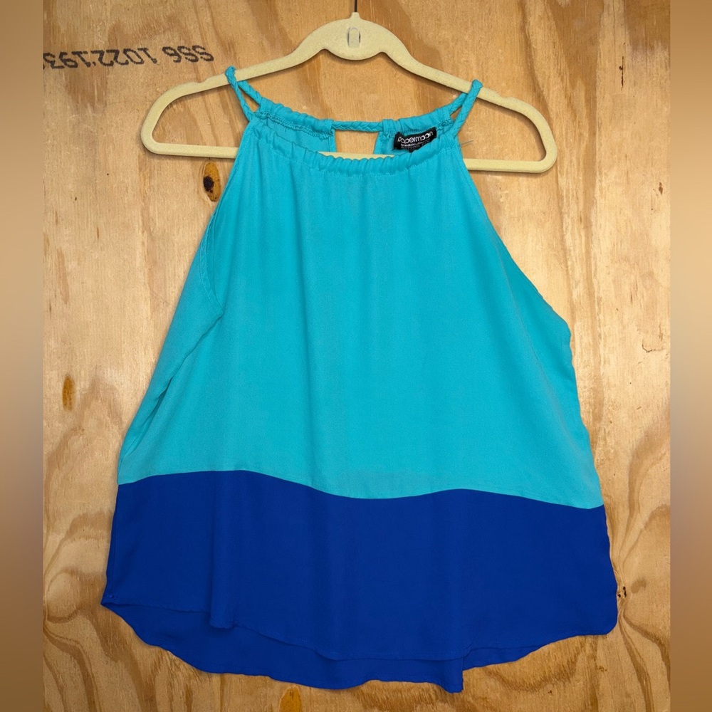 Flowy Colorblock Tank‎ Top Womens Small Blue Sleeveless Summer Blouse